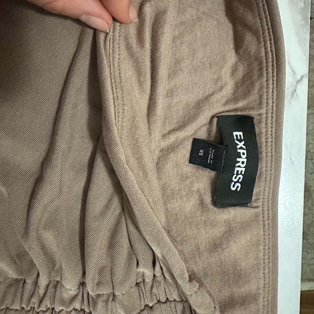 Express Tan Ruched Skirt - Picture 2 of 6